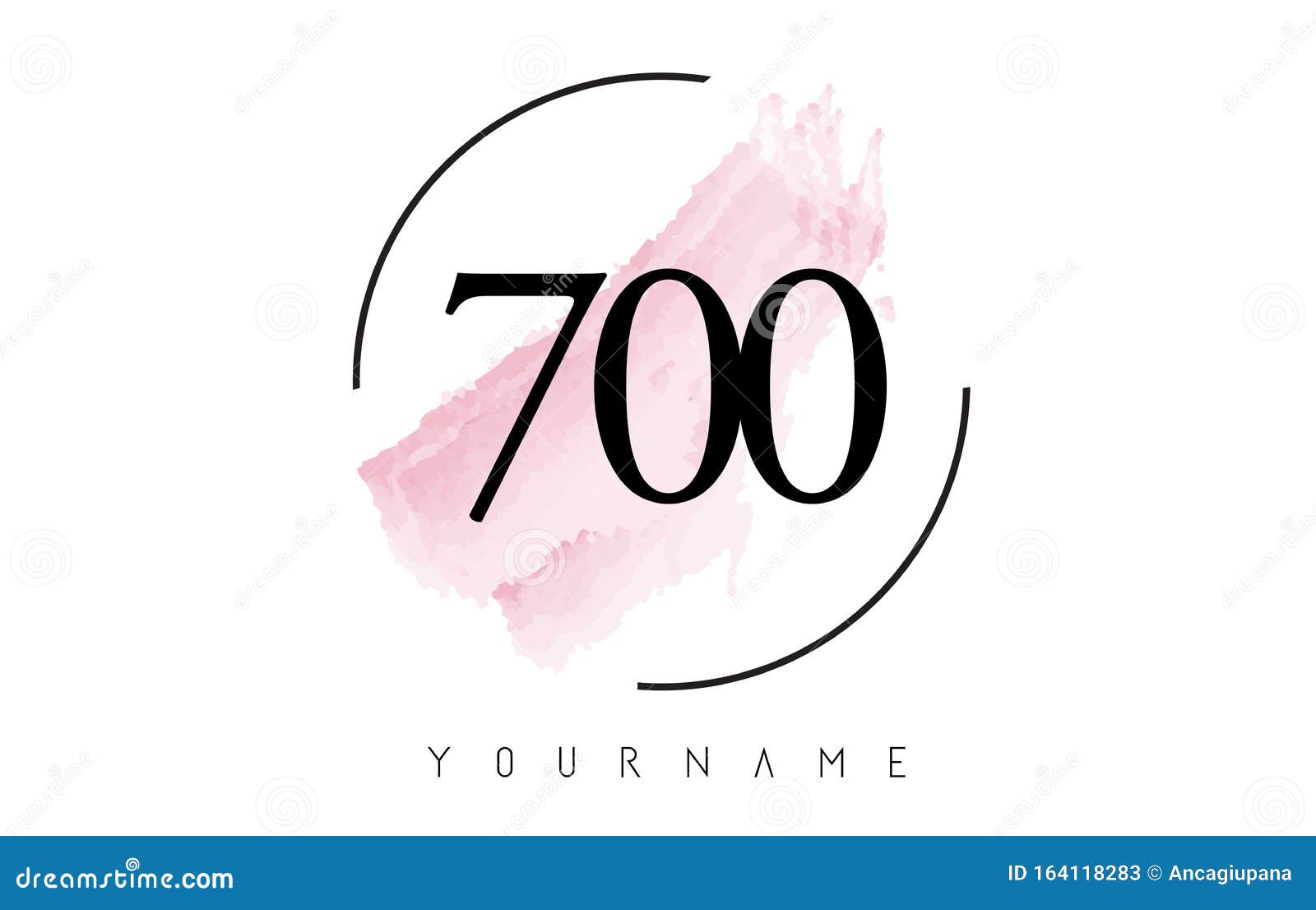 Number 700 Watercolor Stroke Logo Design With Circular Brush Pattern ...
