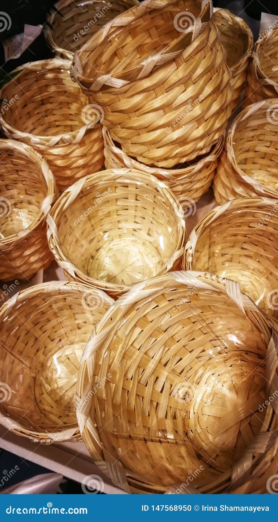A Number of Wicker Baskets, the Concept of Ecology and Plastic Rejection Stock Photo Image of