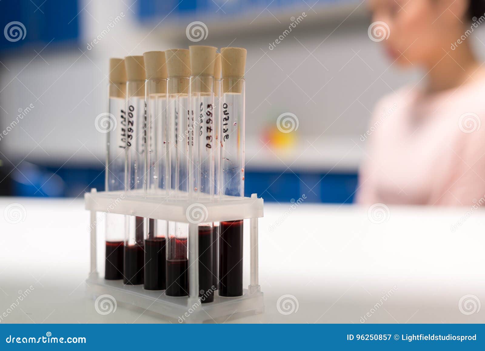Numbered Medical Tubes with Samples of Blood Test Stock Image Image