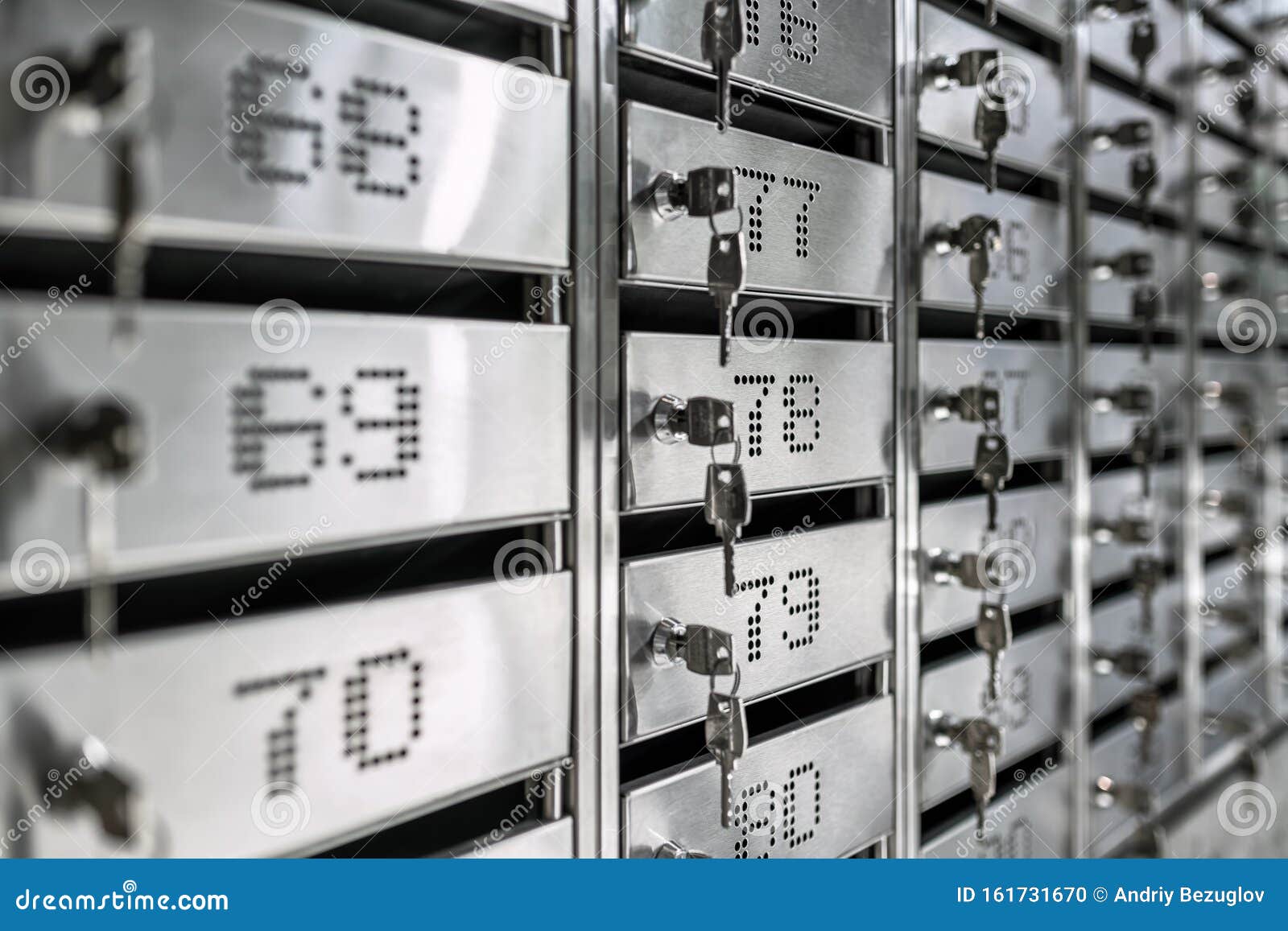 Numbered Metal Mailboxes with Keys in Them Stock Photo Image of