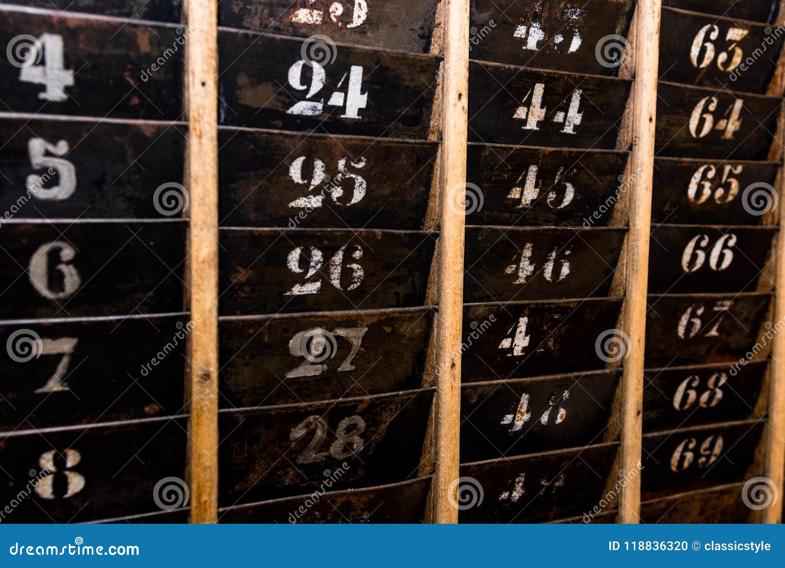 Old Time Clock Punch Card Rack Stock Photo Image of measuring