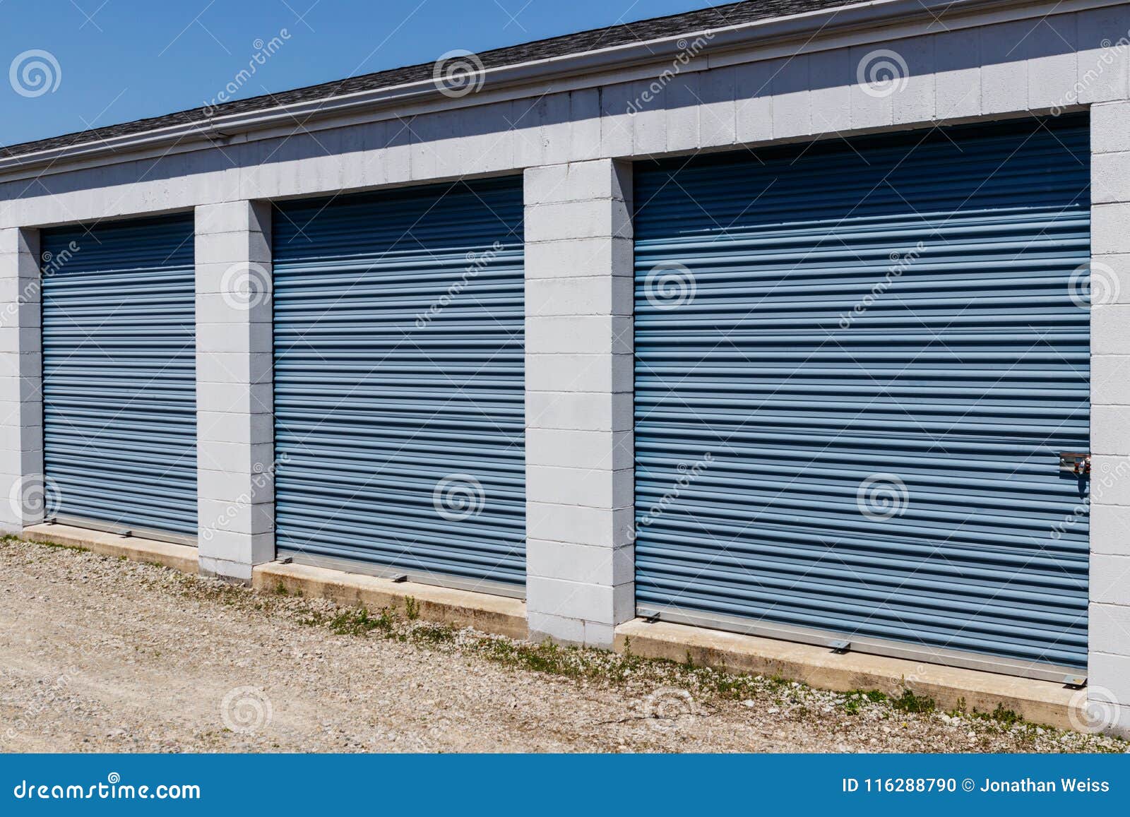 Numbered Self Storage and Mini Storage Garage Units with Roll Up Doors