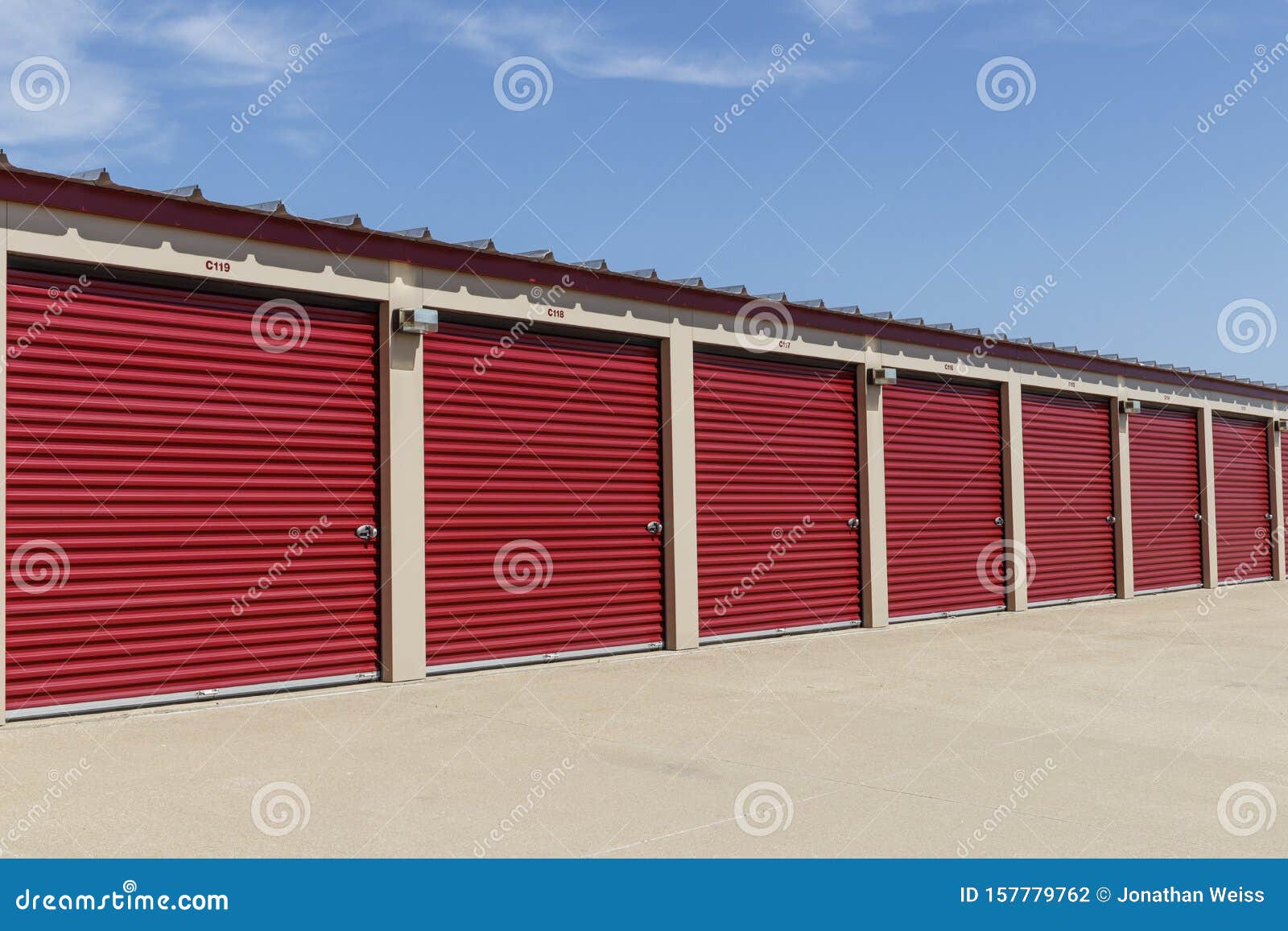 Numbered Self Storage and Mini Storage Garage Units Stock Photo Image