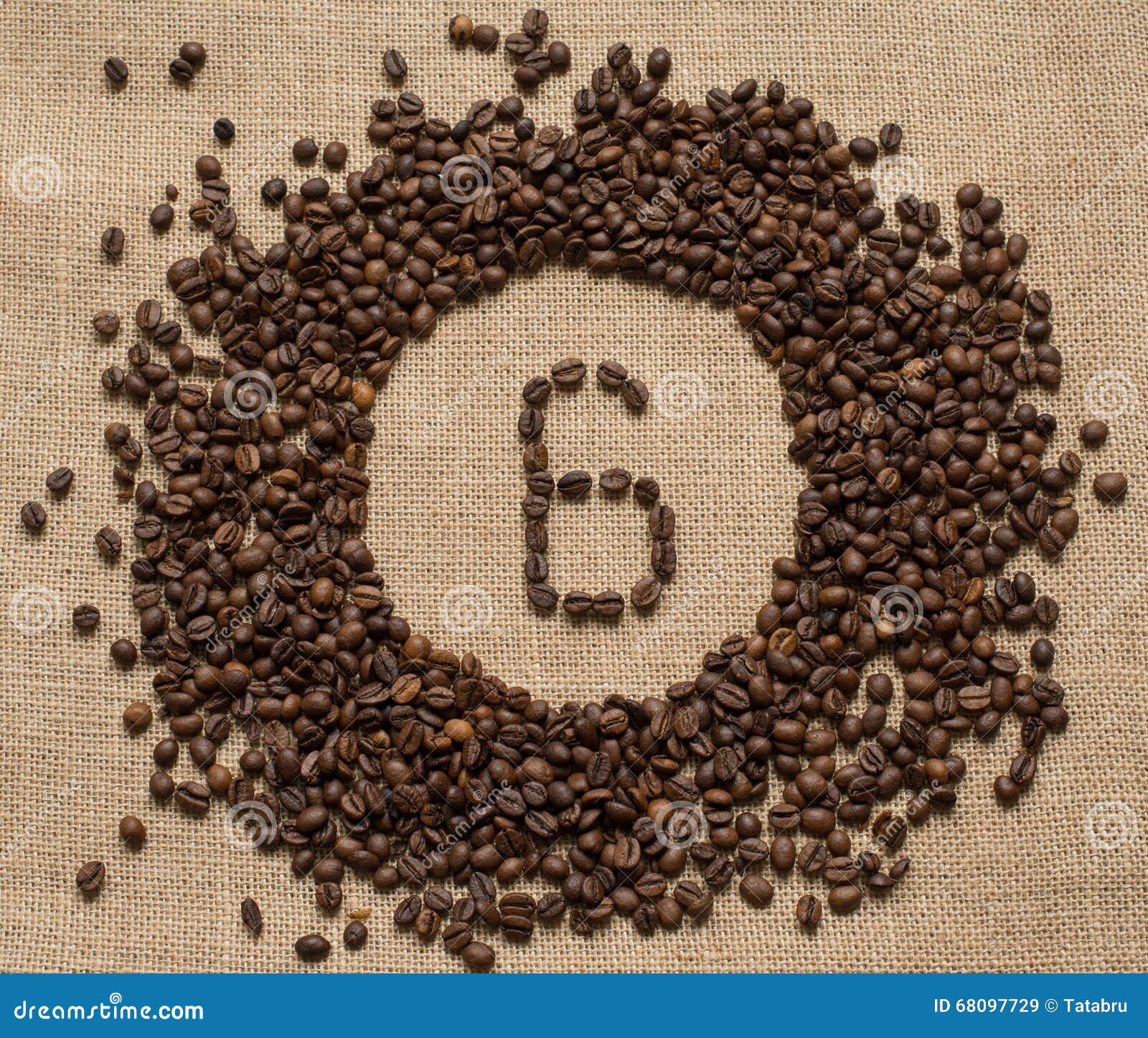Numbers from Coffee Beans on Burlap Background Stock Image Image of
