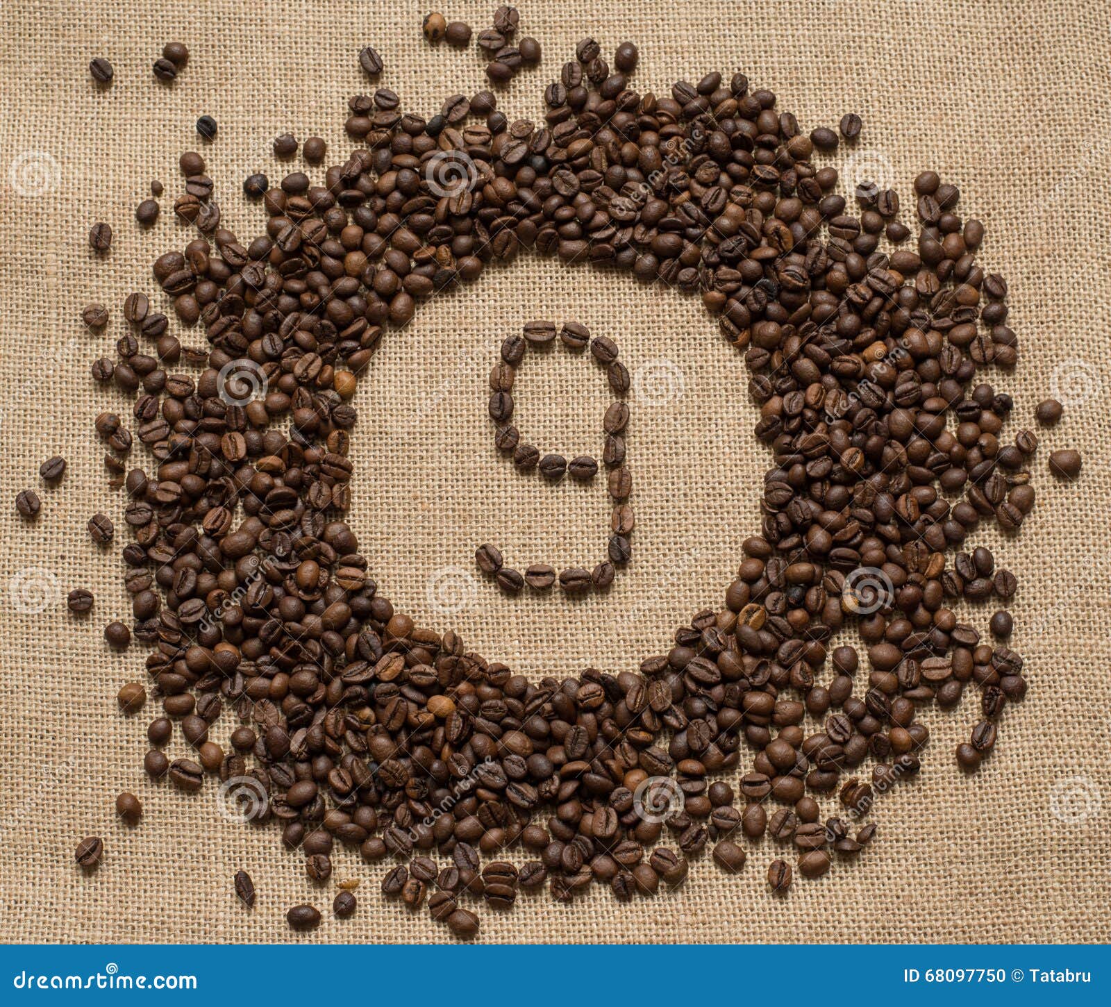 Numbers from Coffee Beans on Burlap Background Stock Photo Image of