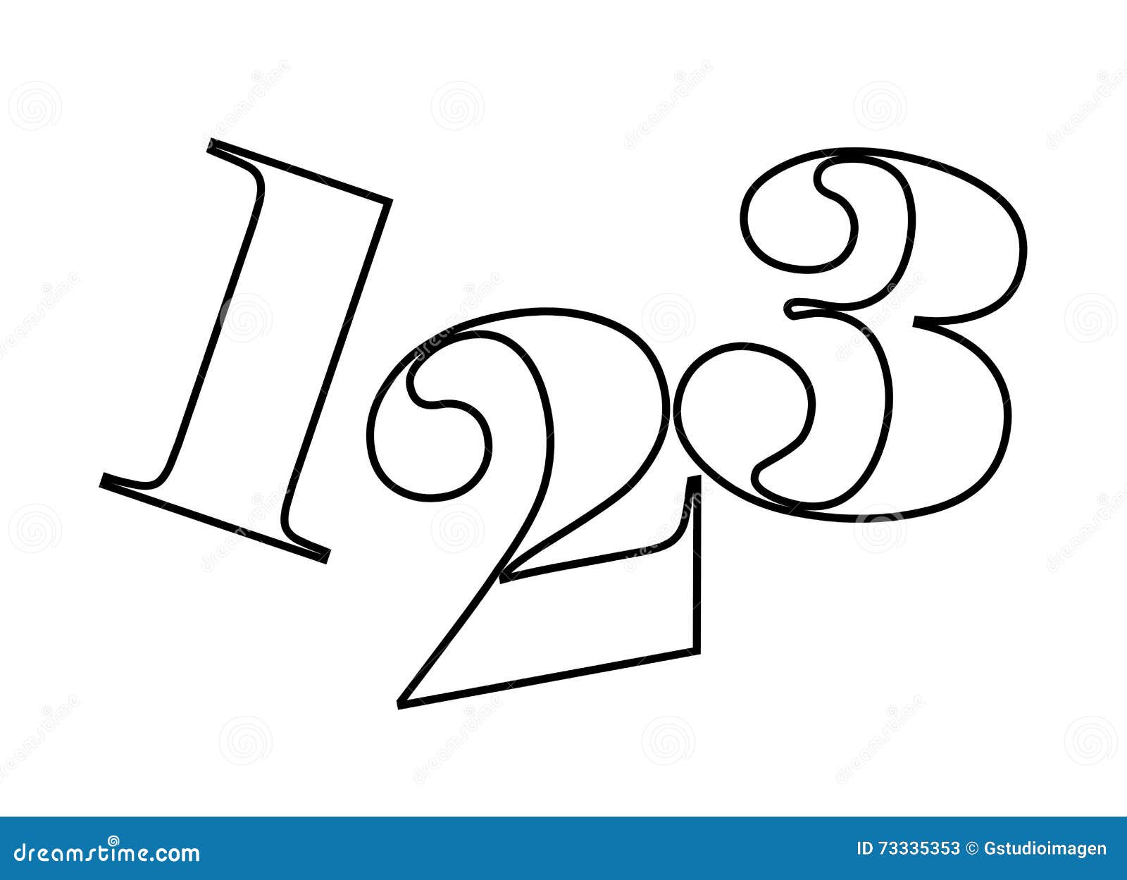1,2,3 Numbers Drawing Isolated Icon Design Stock Illustration