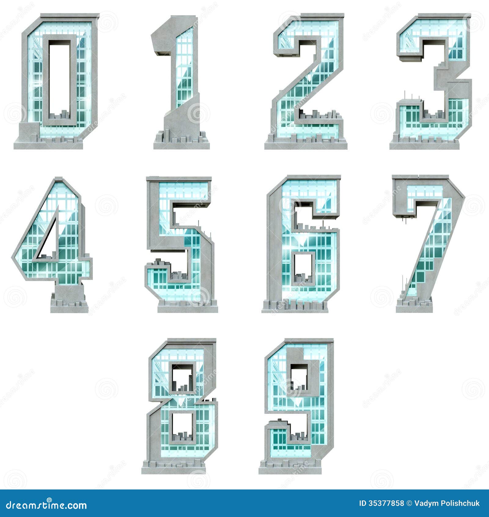 Numbers in the Form of Urban Buildings Stock Illustration Illustration of blue, beautiful