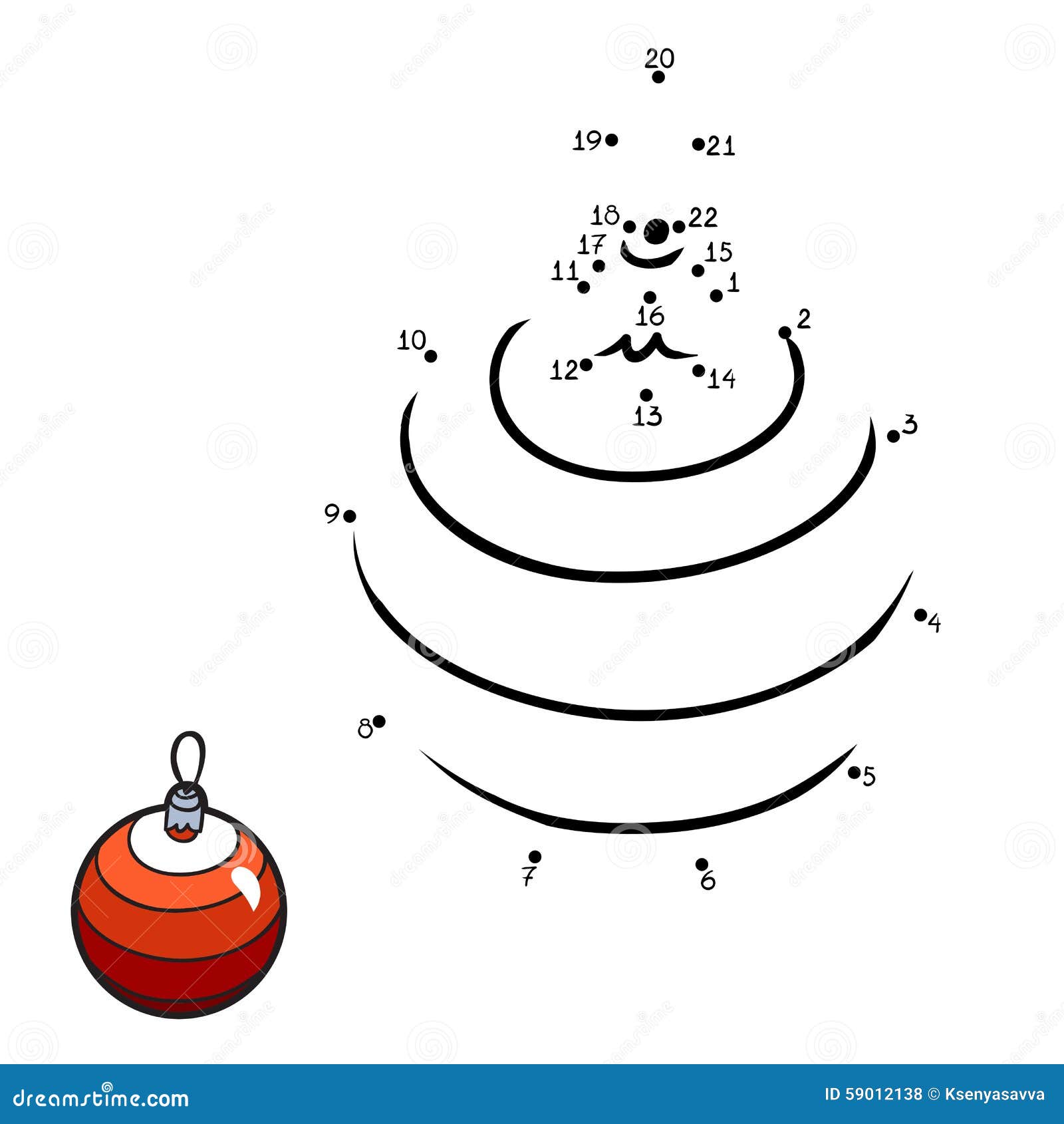 Numbers Game for Children Christmas Tree Ball Stock Vector