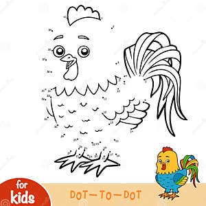 Numbers Game Dot To Dot Game For Children Rooster Stock Vector 