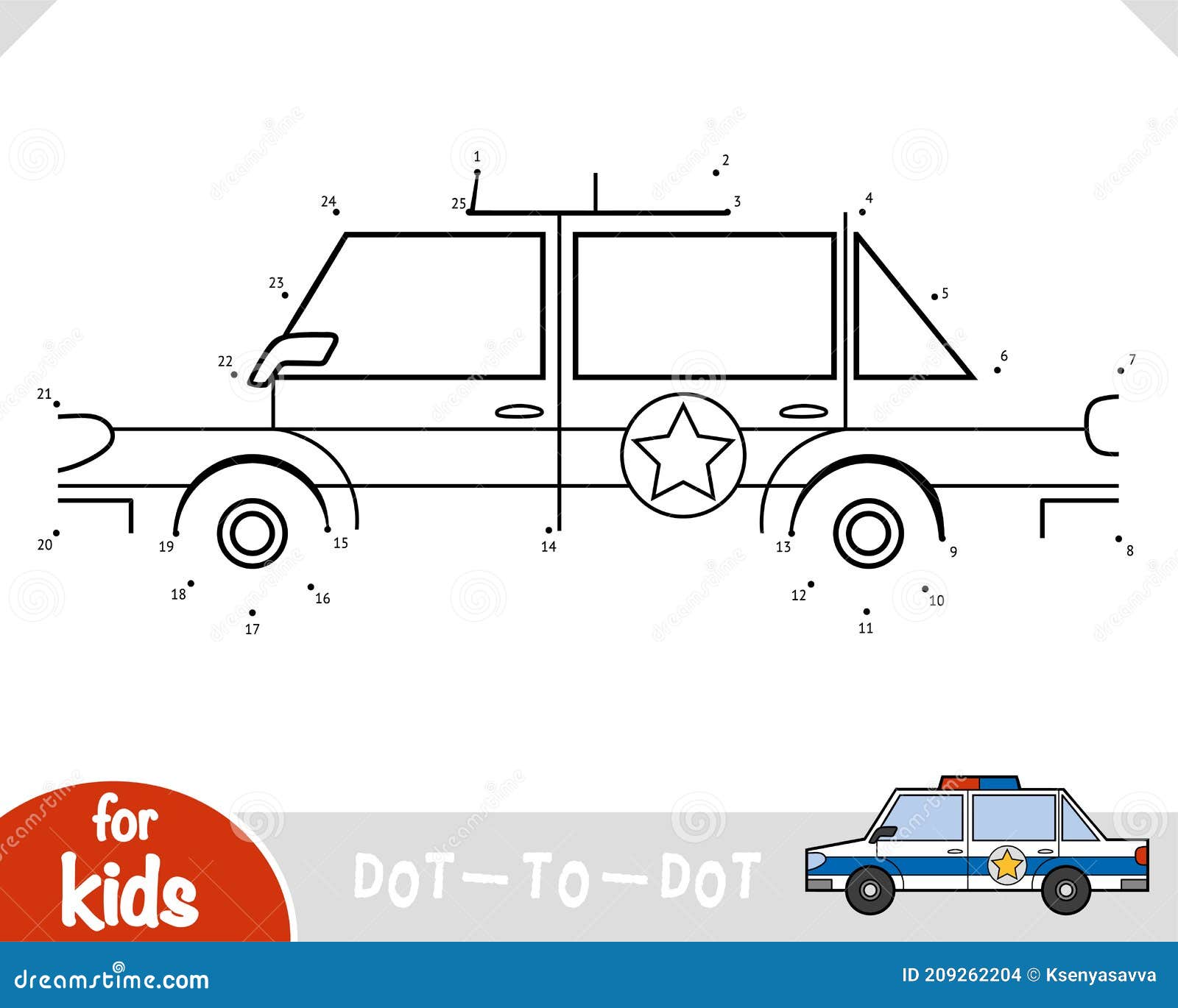 numbers-game-education-dot-to-dot-game-police-car-stock-vector