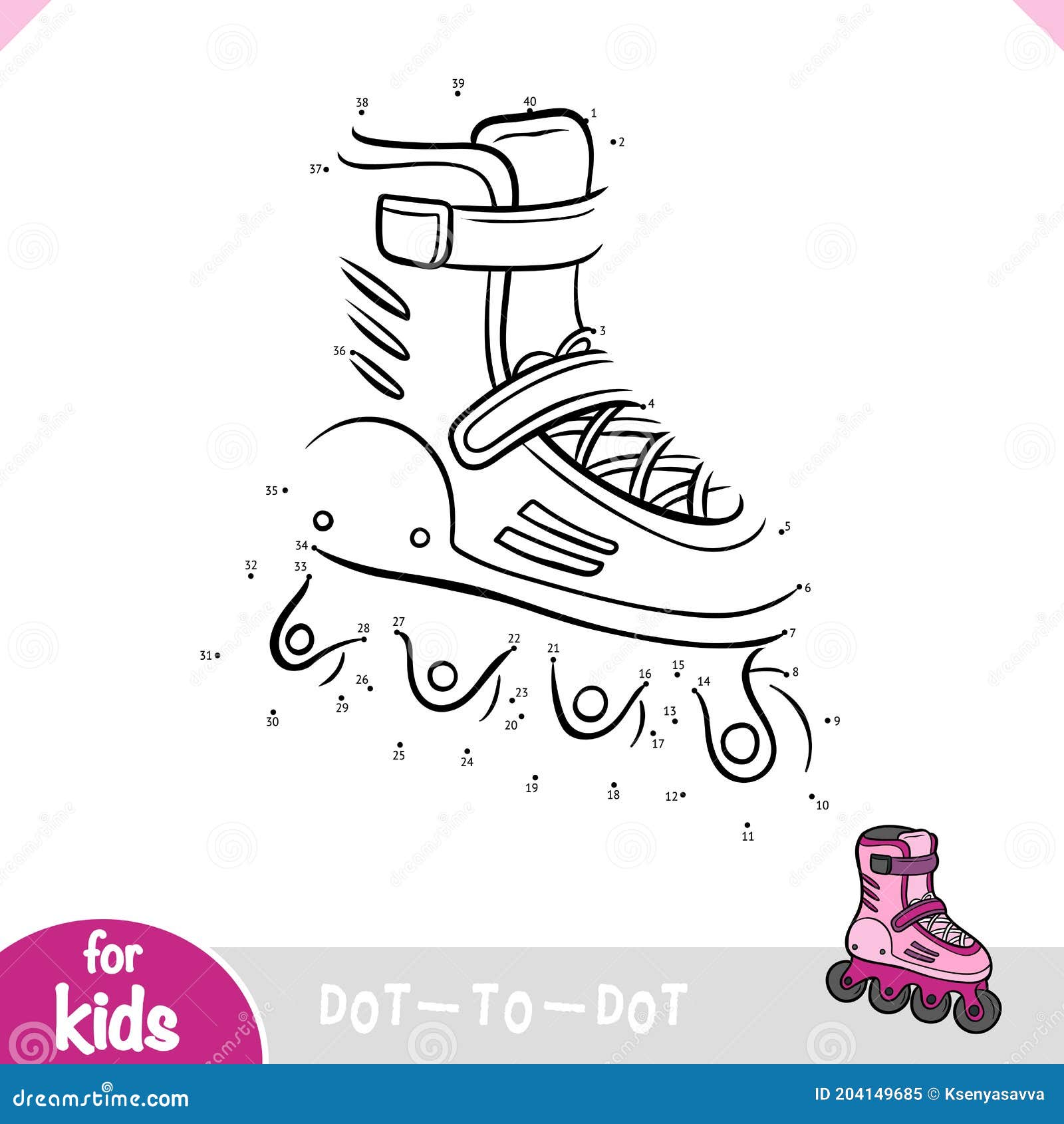 numbers-game-education-dot-to-dot-game-roller-skates-stock-vector-illustration-of