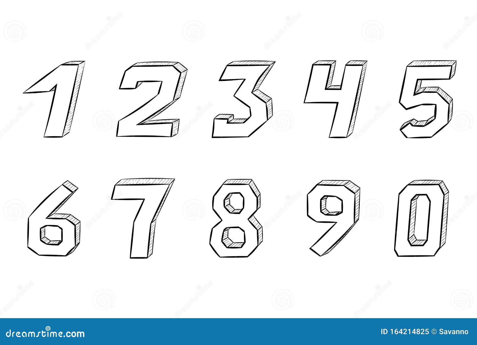 Numbers. Hand drawn sketch stock vector. Illustration of hand 164214825