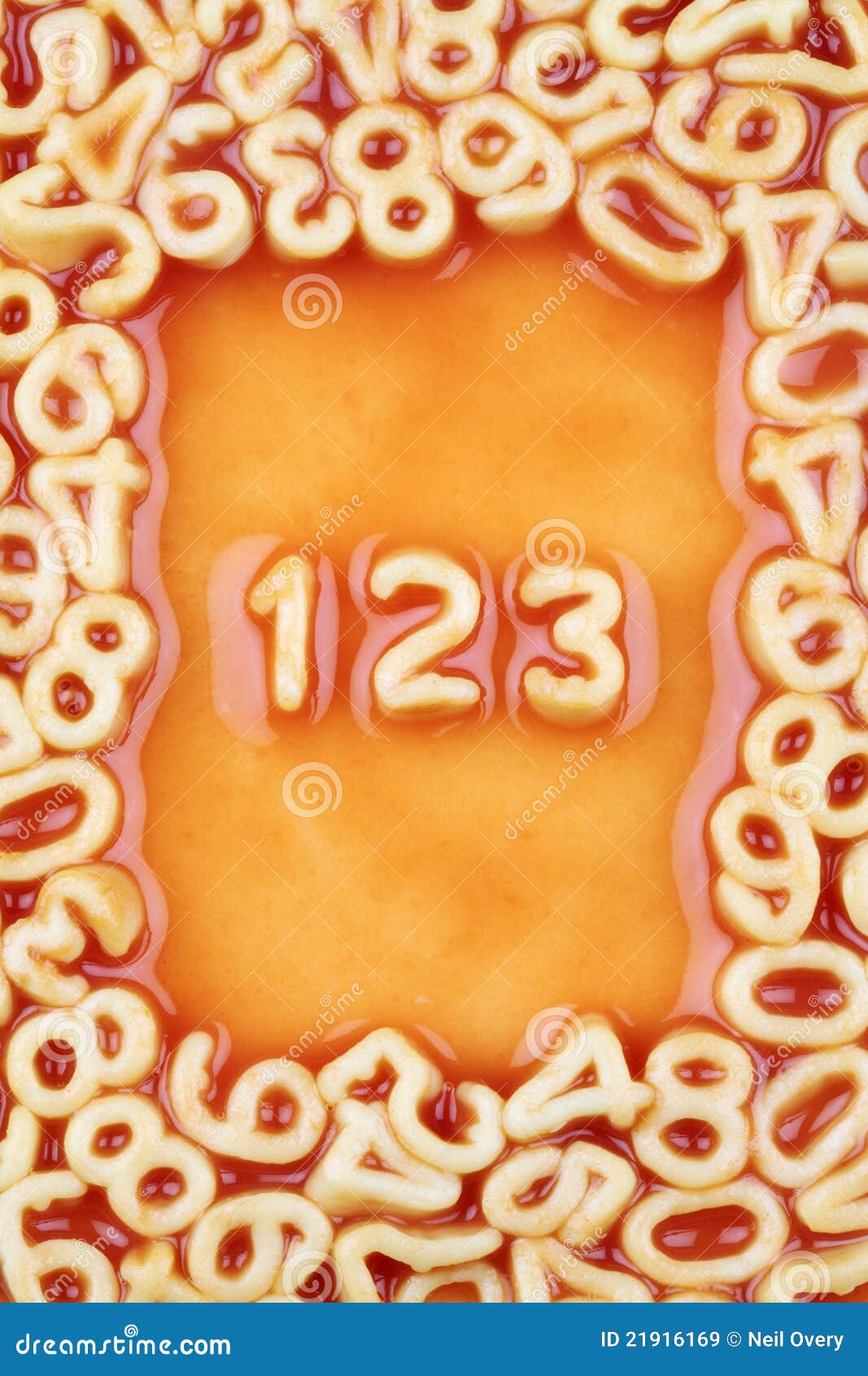 Numbers One, Two And Three In Tomato Pasta Sauce Royalty Free Stock