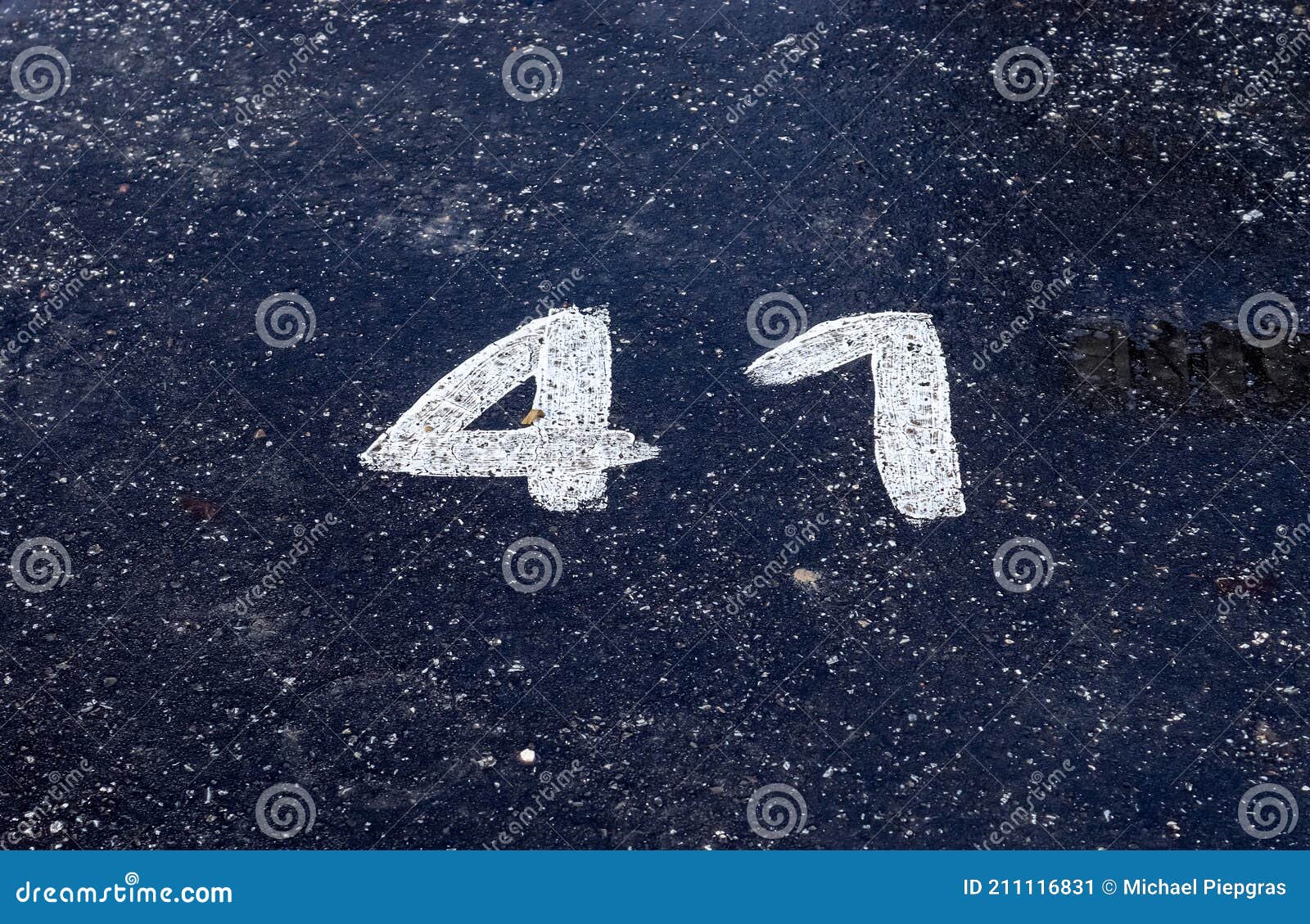 Numbers Painted on Concrete and Asphalt Surfaces Stock Image Image of