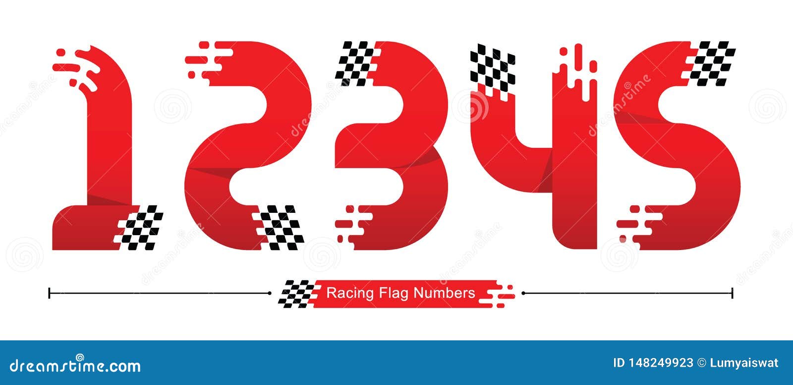Numbers Racing Flag Style in a Set 12345 Stock Vector - Illustration of