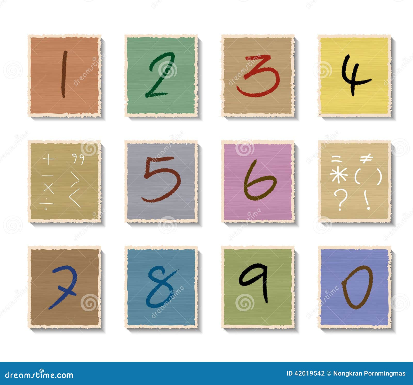 Numbers set on paper cut stock vector. Illustration of font 42019542