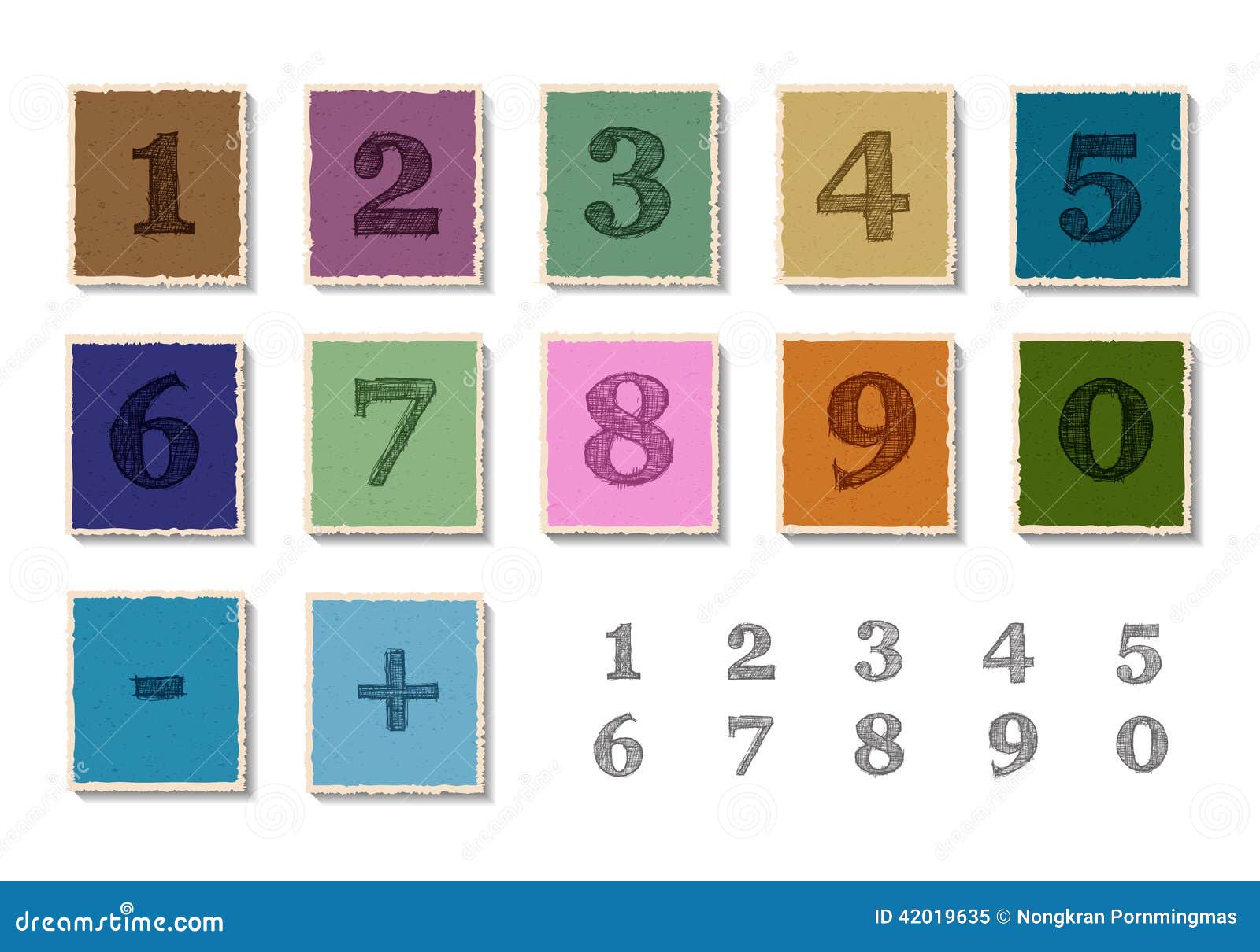 Numbers set on paper cut stock vector. Illustration of kids 42019635