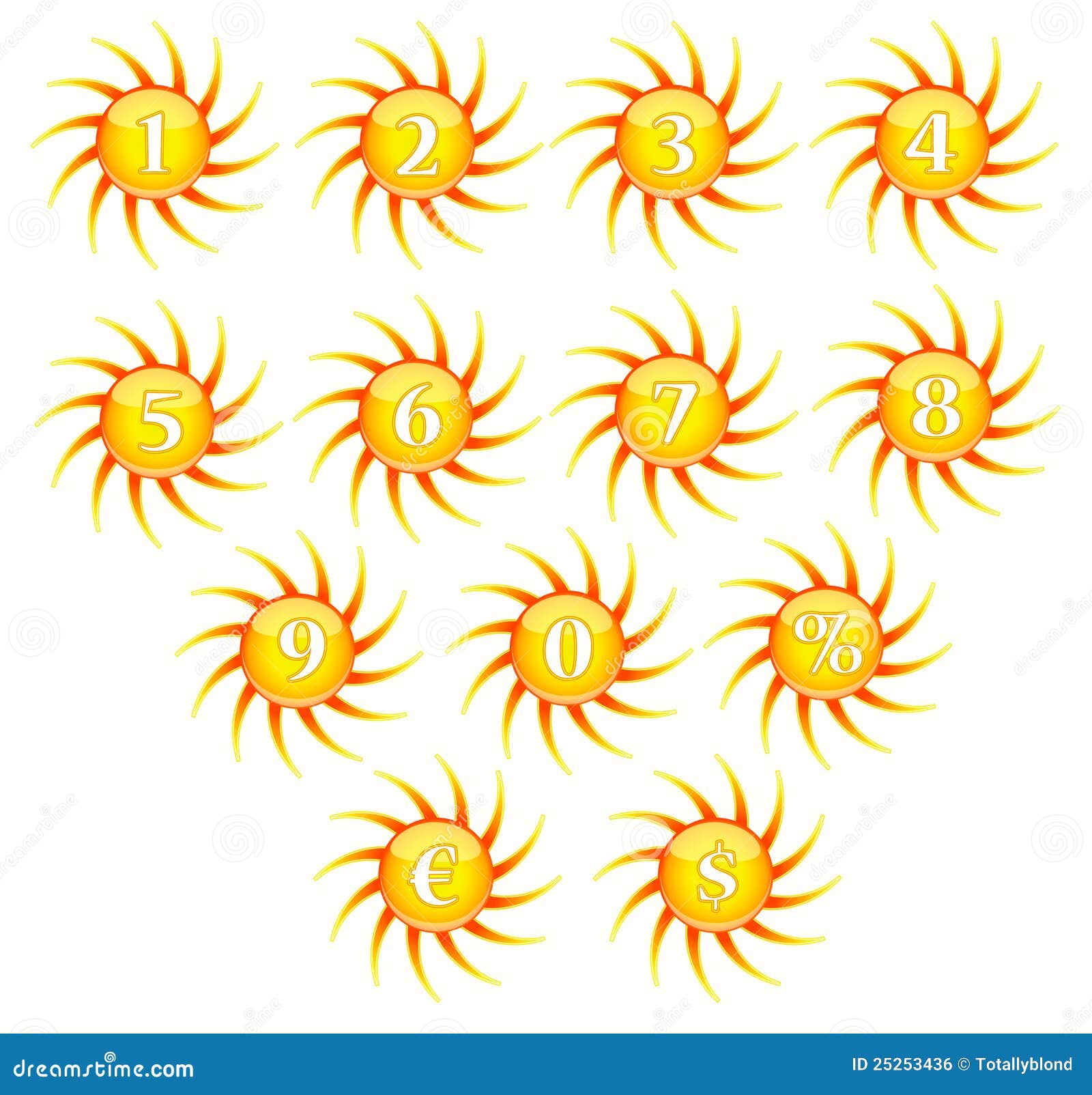 Numbers and Signs in the Sun Stock Vector Illustration of multiple