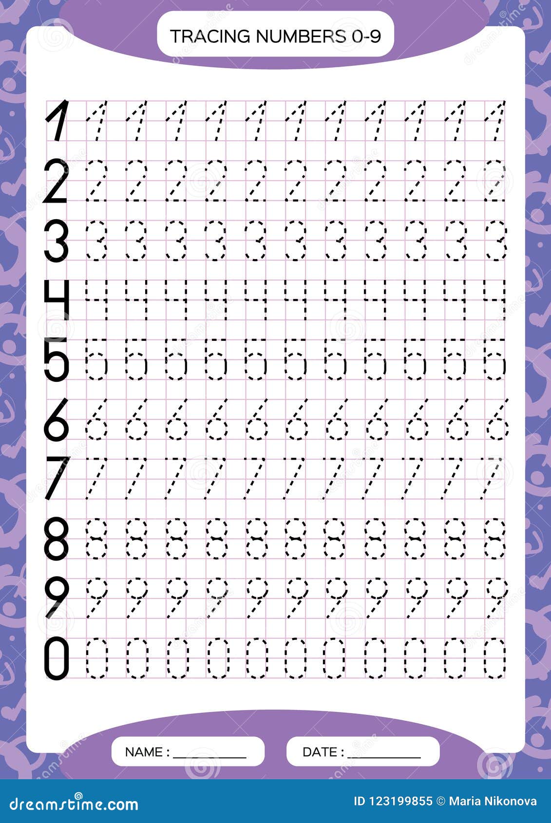 Numbers 0 9 Tracing Worksheet For Kids Preschool Worksheet