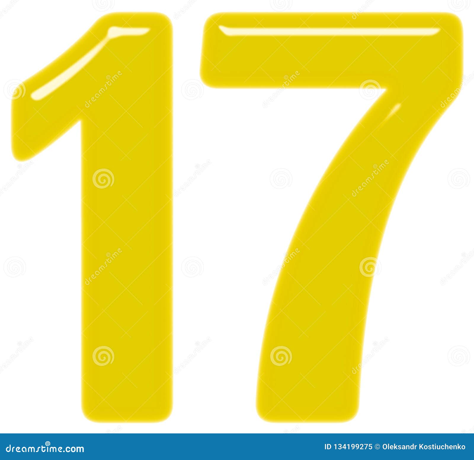 Numeral 17, Seventeen, Isolated On White Background, 3d Render Stock