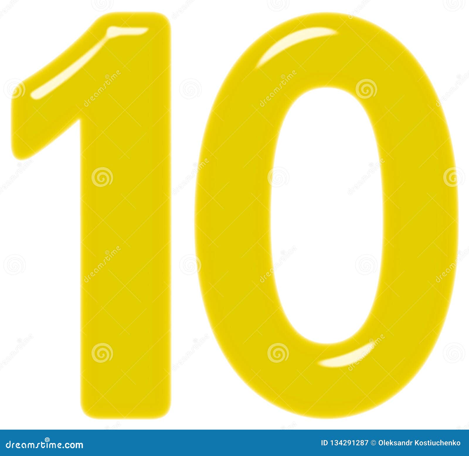 Numeral 10, Ten, Isolated on White Background, 3d Render Stock