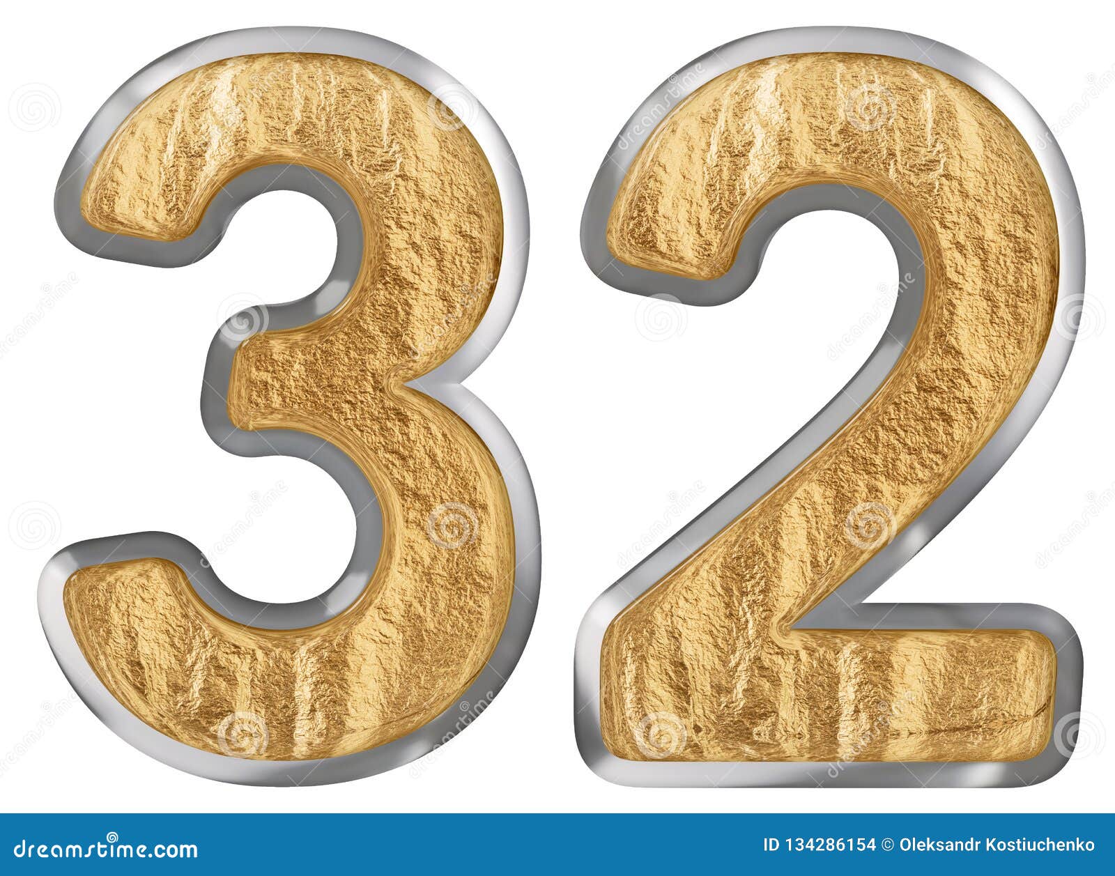 Numeral 32, Thirty Two, Isolated on White Background, 3d Render Stock ...