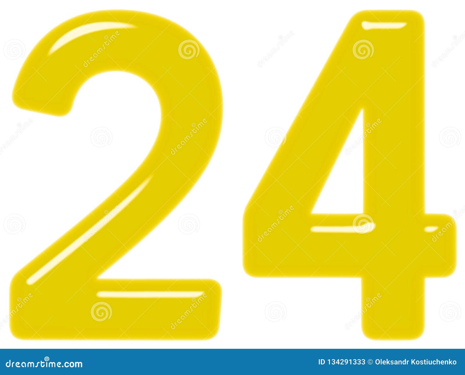 Yellow Metallic Number 24 On White Stock Illustration 213261634