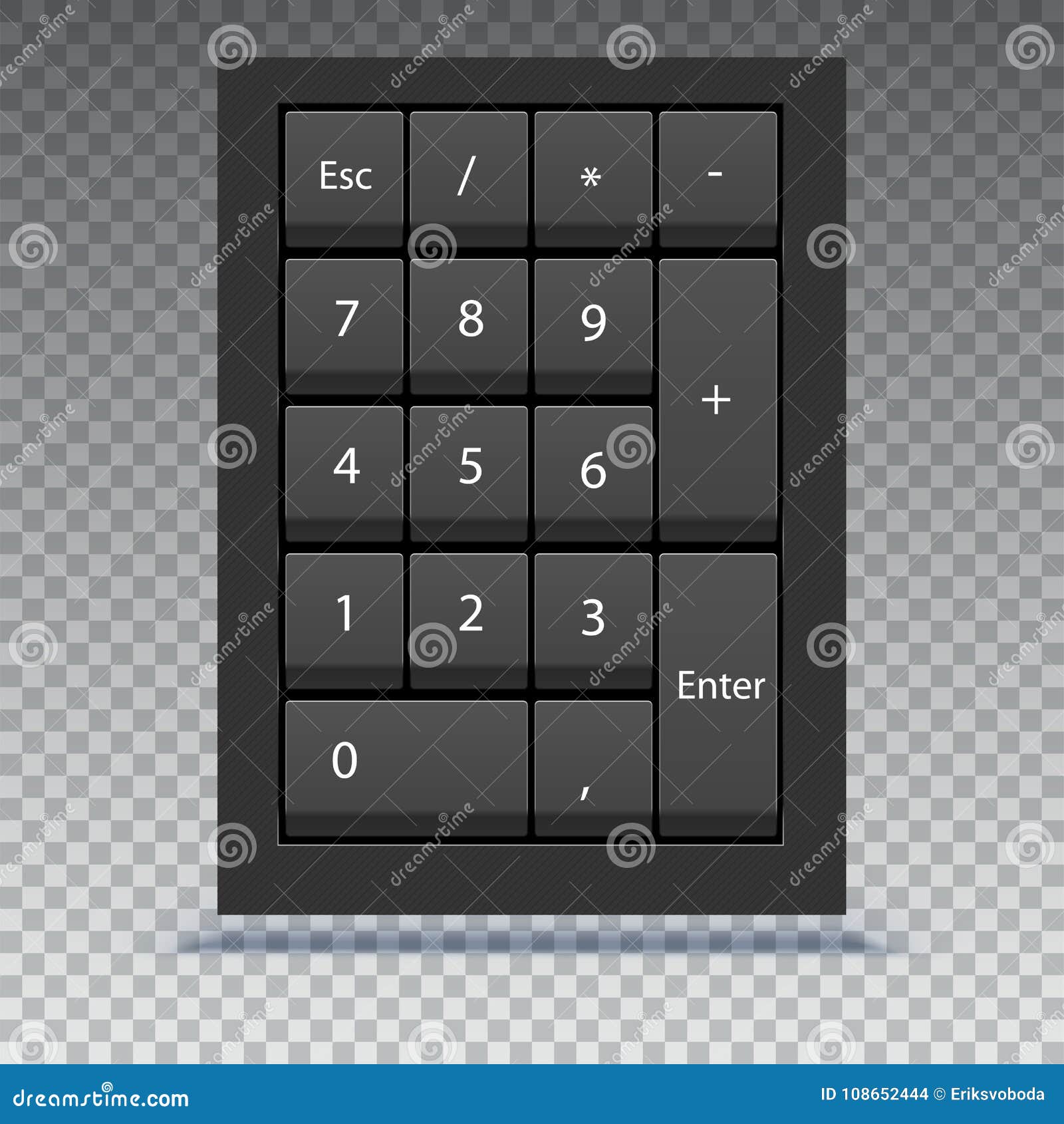 Numeric Keypad, Close Up View. Calculator Numpad with Numbers, Computer