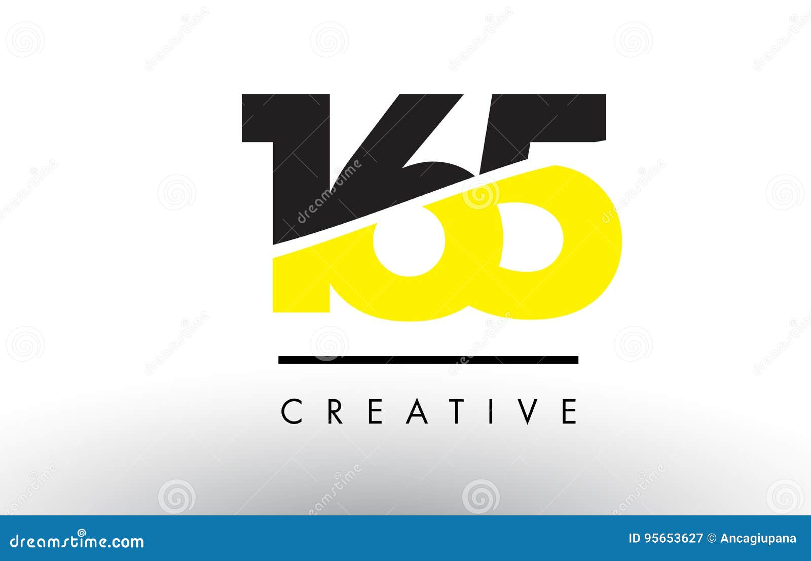 165 Numero Nero E Giallo Logo Design Illustrazione Vettoriale