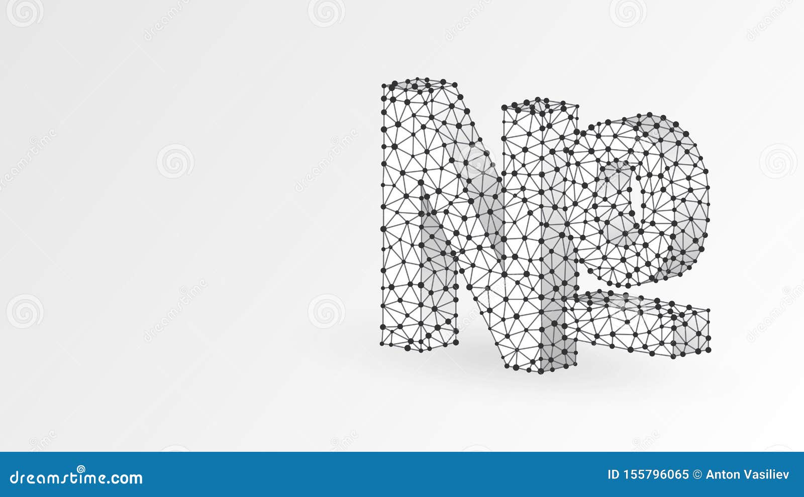 numero sign, typographic abbreviation of the word number. no, nos  concept. abstract, digital, wireframe, low poly mesh,