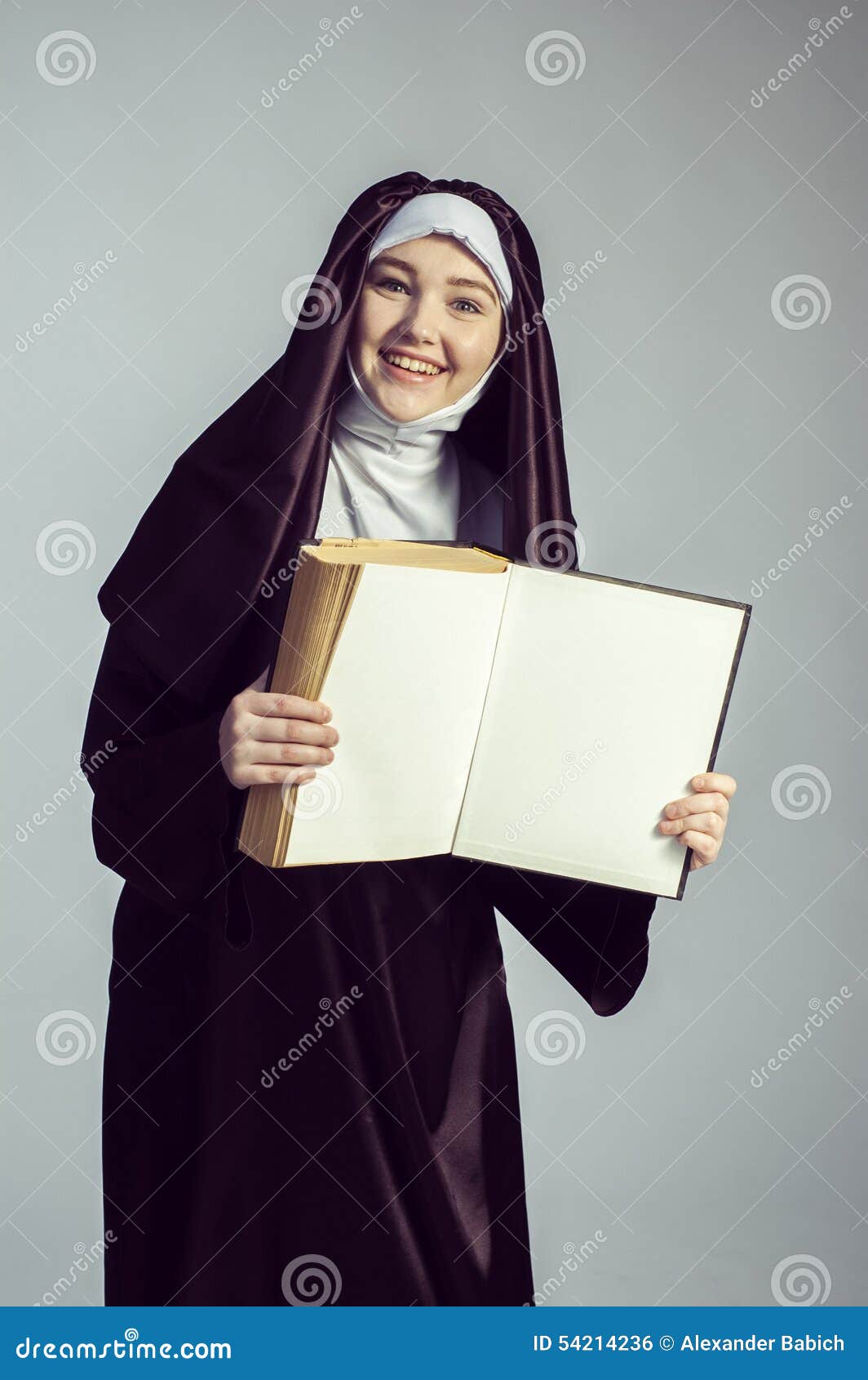 Nun With Book Stock Photo Im