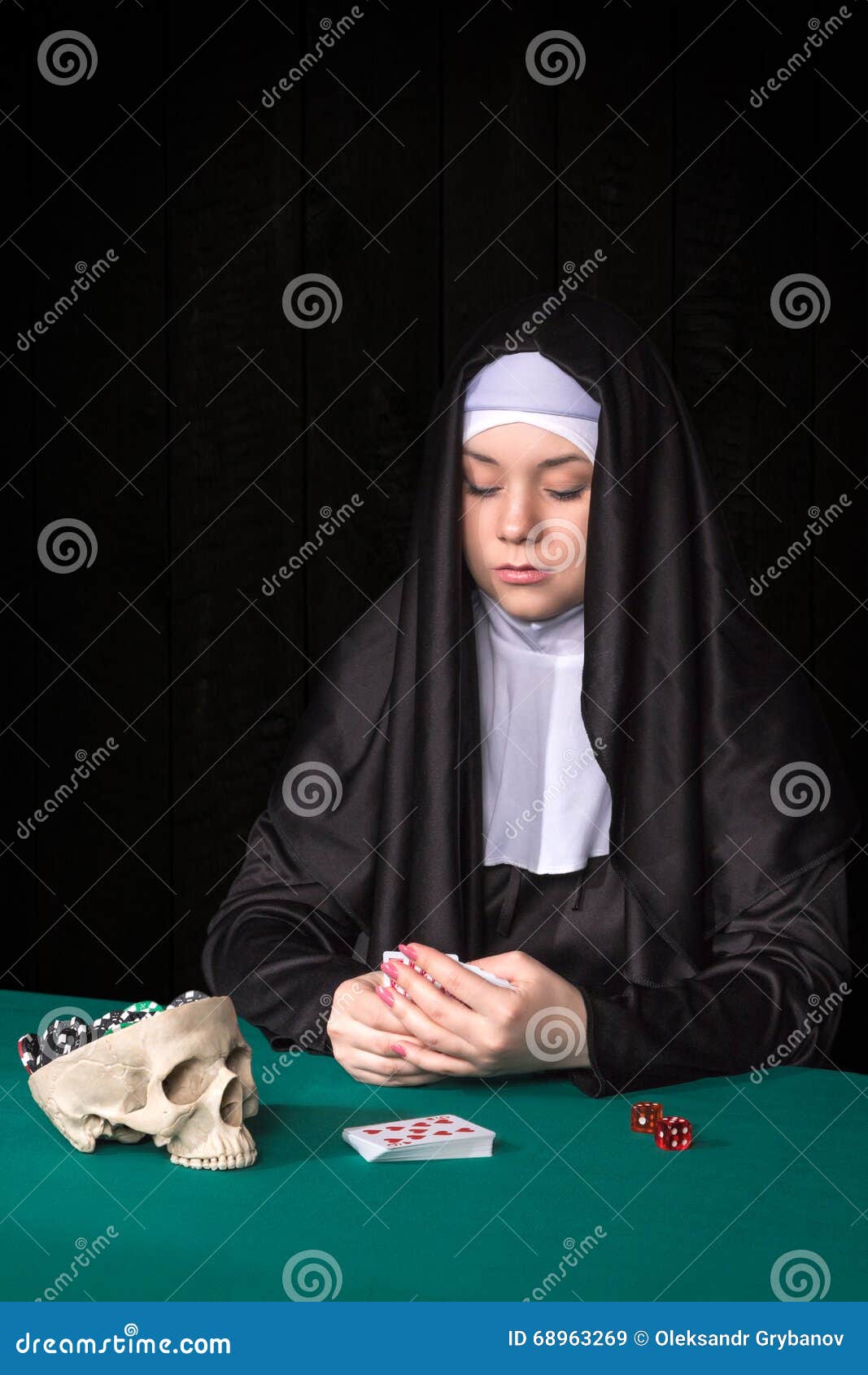 Nun in the Gambling Concept Stock Image - Image of caucasian, female ...