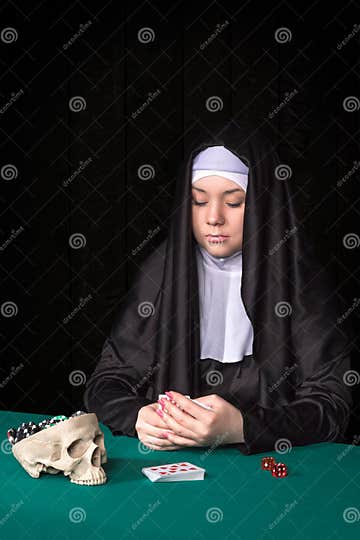 Nun in the Gambling Concept Stock Image - Image of caucasian, female ...