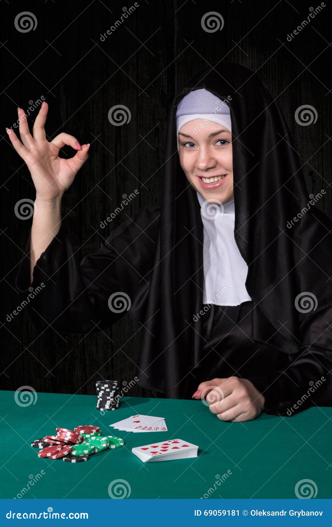 Nun shows sign ok stock image. Image of devotion, adult - 69059181