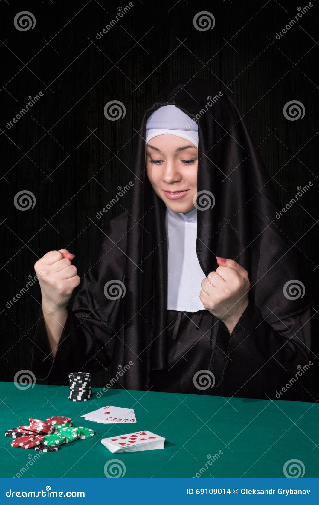 Nun won in poker stock photo. Image of holy, beautiful - 69109014