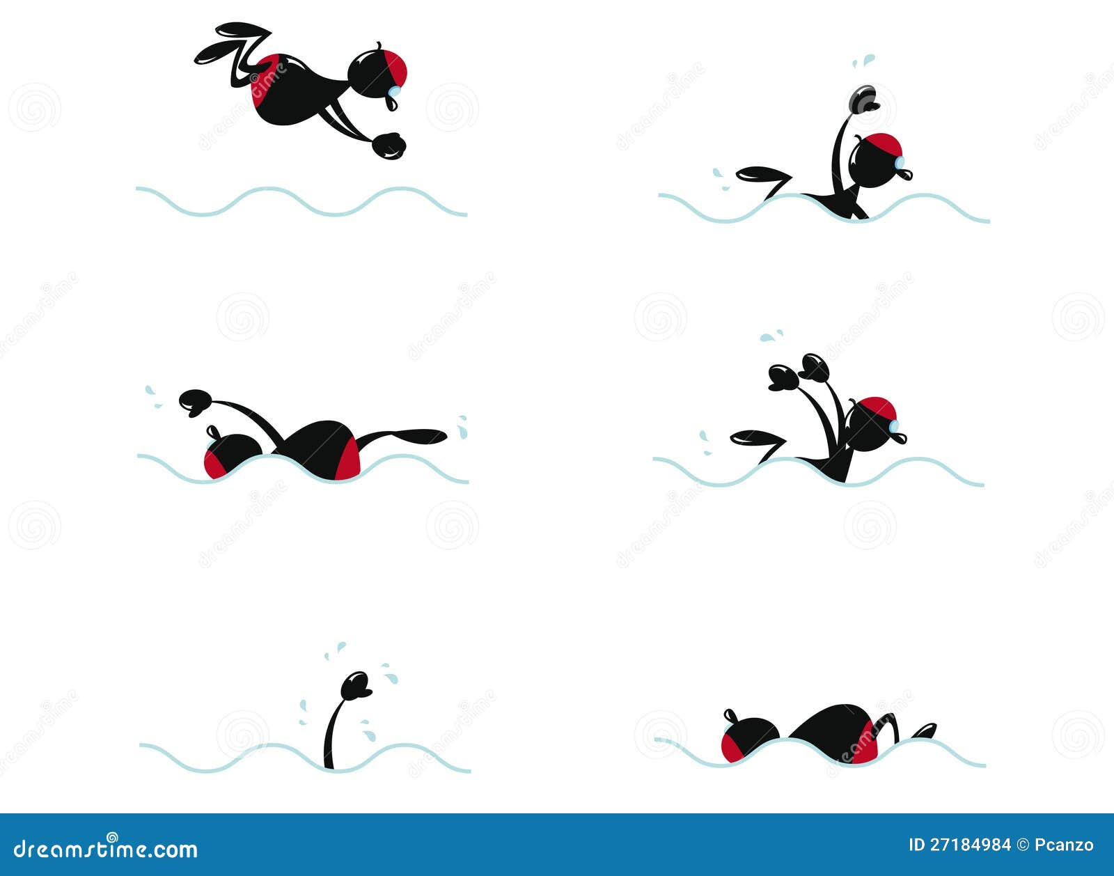 Nuoto divertente dell'uomo illustrazione vettoriale. Illustrazione di ...