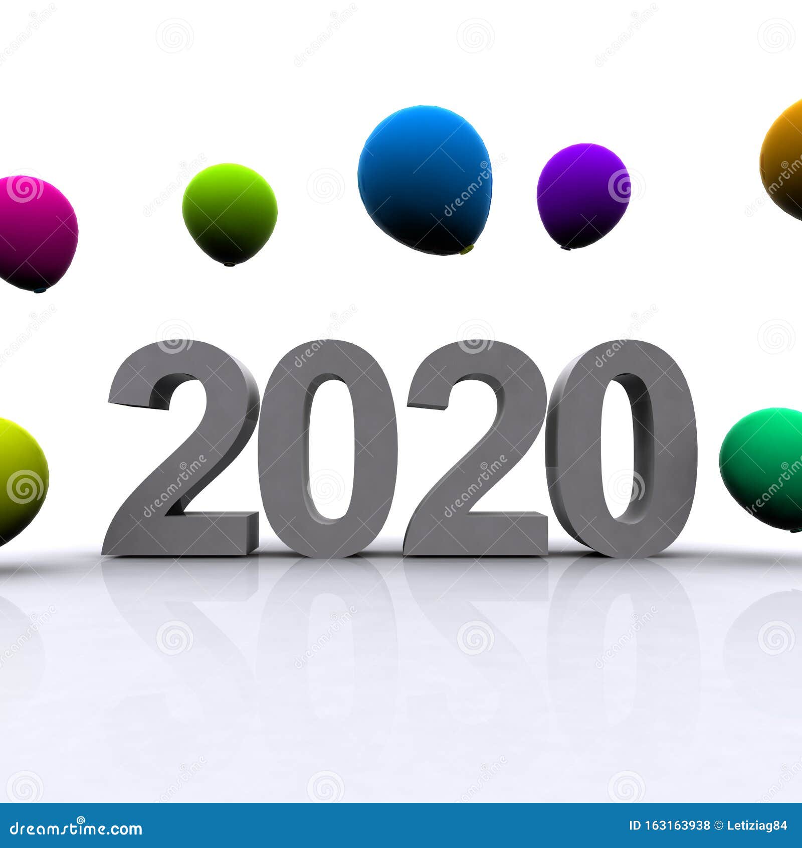 nuovo anno 2020 con palloncini colorati