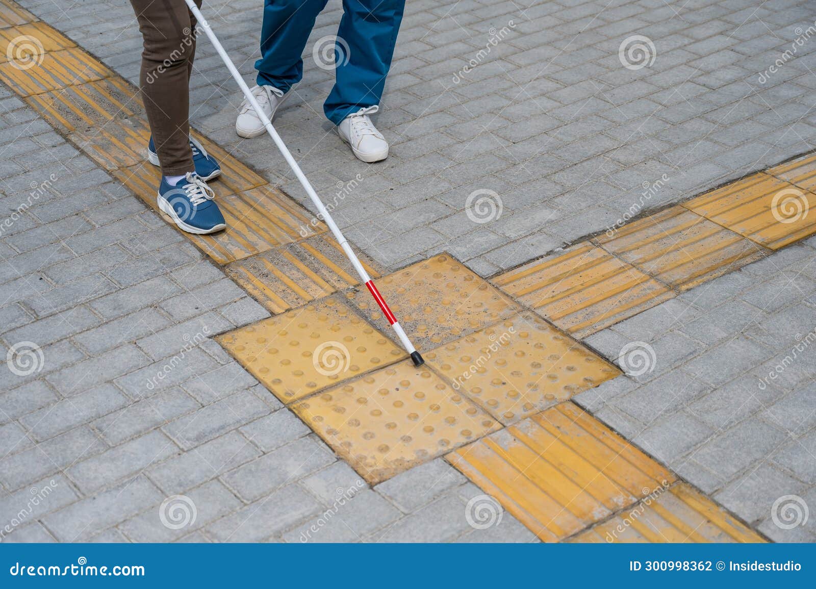 A Nurse a Blind Woman Outdoors. Stock Photo Image of