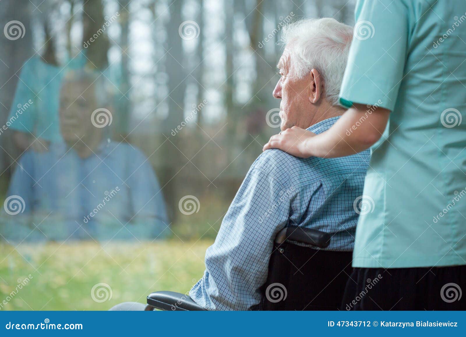 nurse assisting senior man
