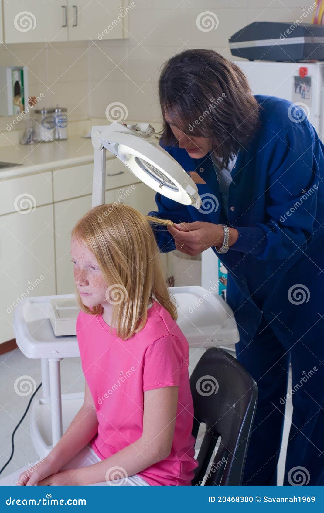 Nurse Checking for Head Lice Stock Photo Image of treatment, female