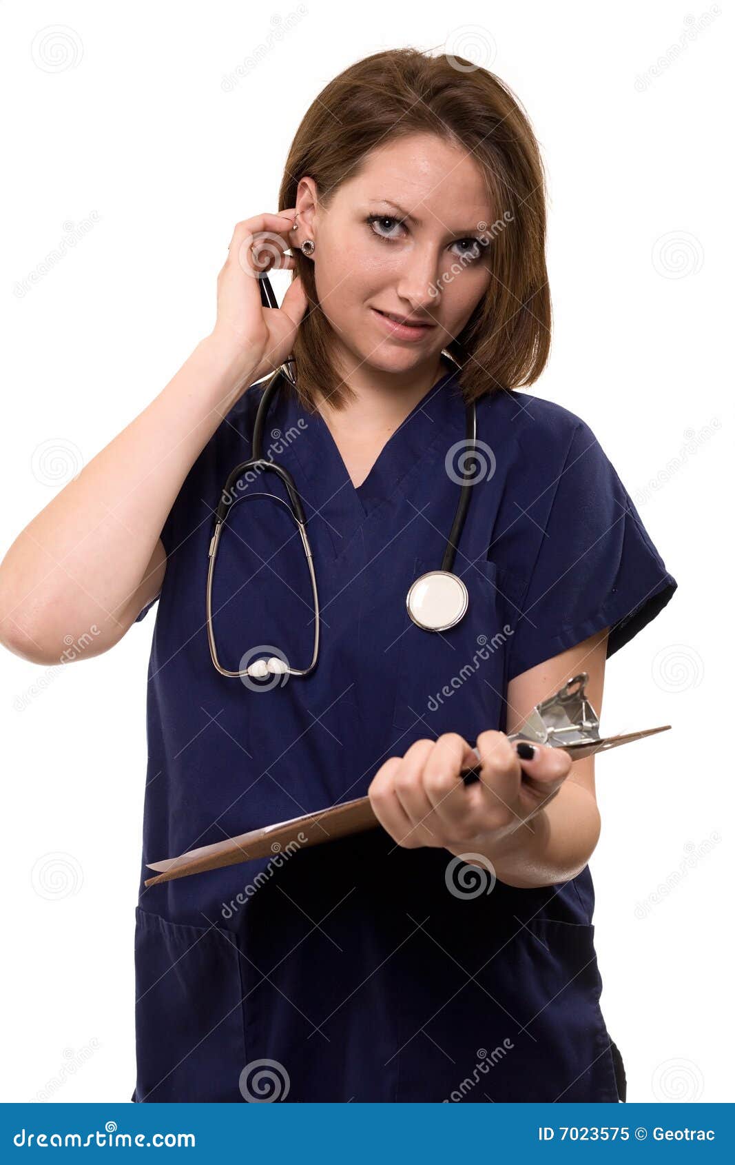 Nurse with clipboard stock image. Image of note, friendly 7023575
