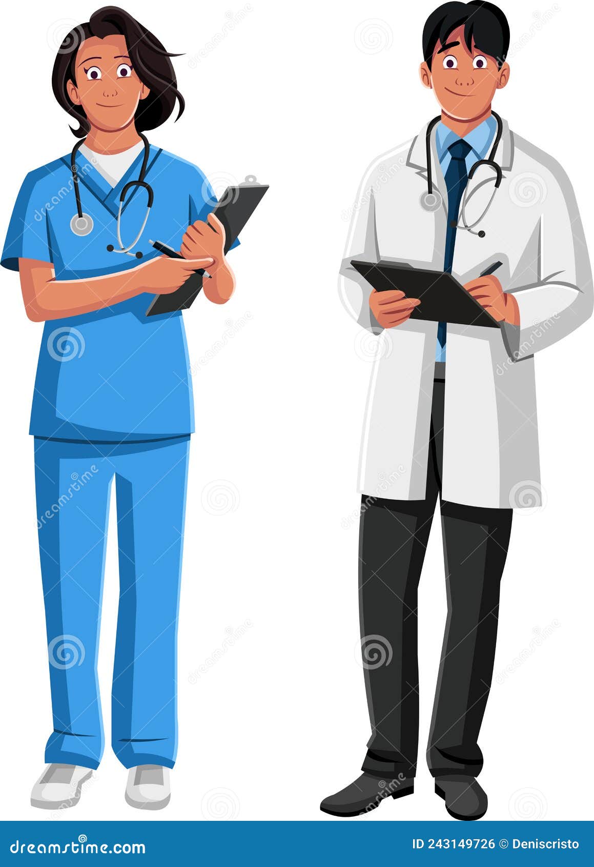 nurse and doctor with clipboards.