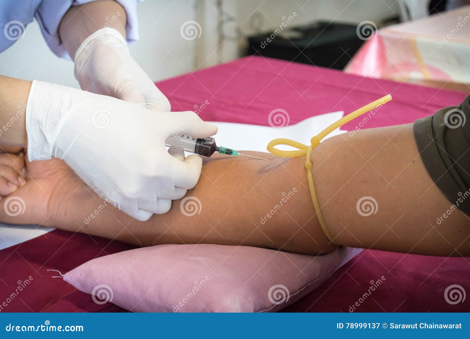 Nurse Draw Blood Patient from Arm for Check Health. Stock Image - Image
