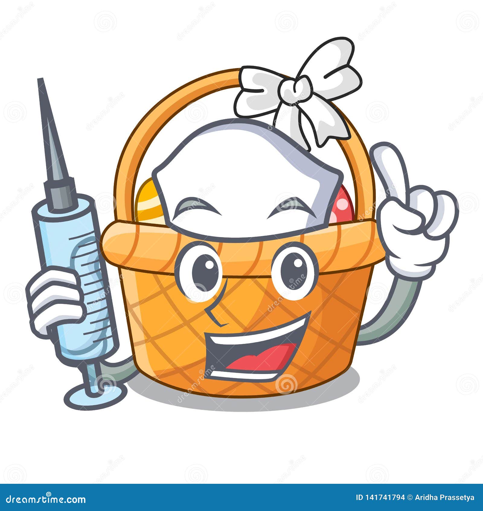 Nurse Easter Basket Isolated in the Character Stock Vector