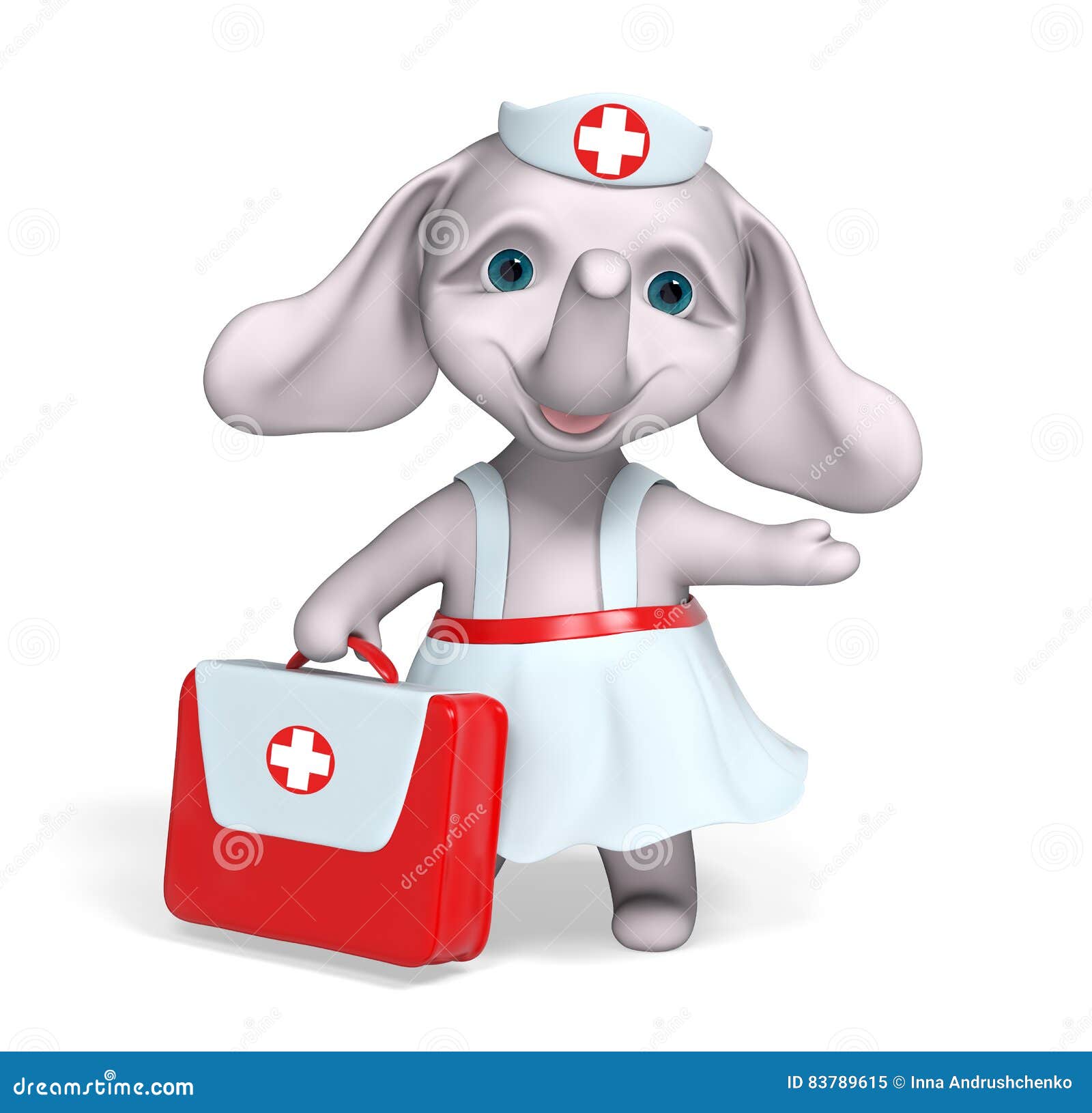 Nurse Elephant Character 3d Rendering Stock Illustration ...