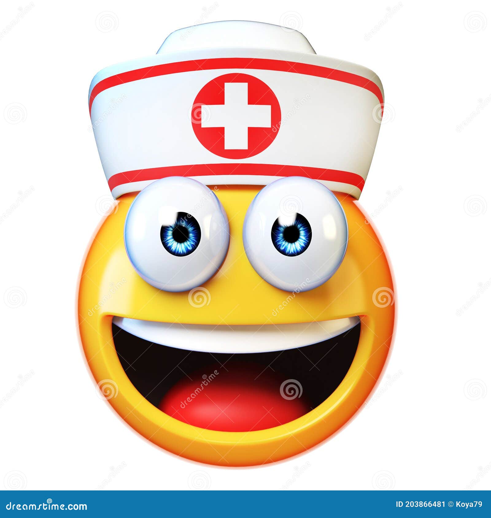 nurse emoji  on white background, first aid, medic emoticon, hospital  3d rendering
