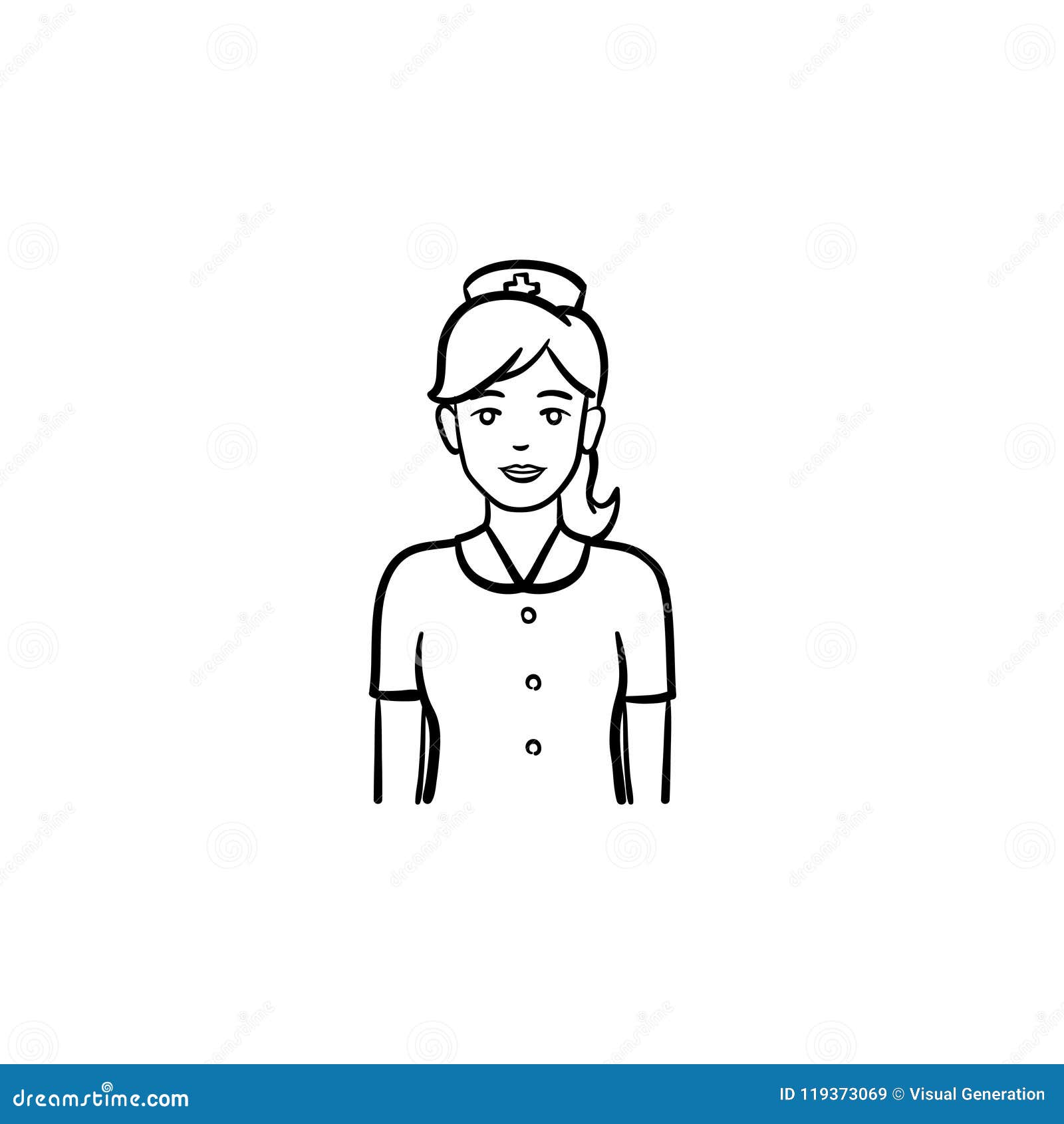 Nurse Hand Drawn Outline Doodle Icon. Stock Vector - Illustration of