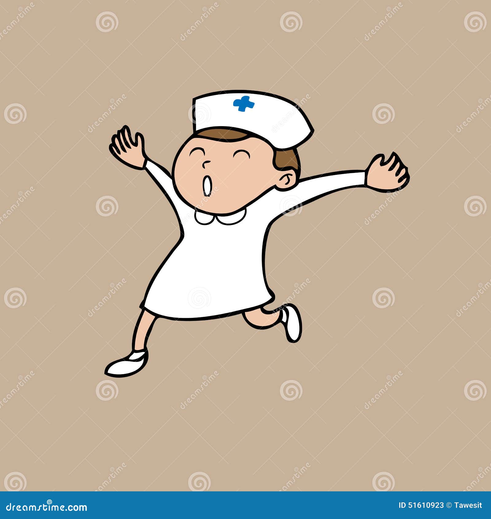 Nurse happy stock vector. Illustration of drawing, excited - 51610923