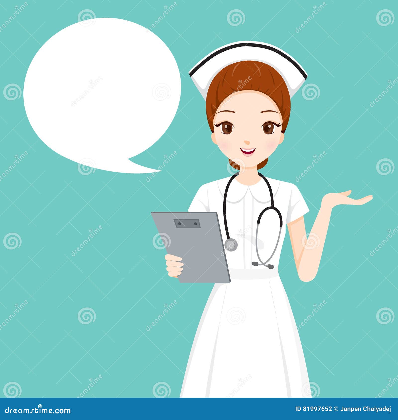 Nurse Holding Clipboard Talking Stock Vector - Illustration of illness