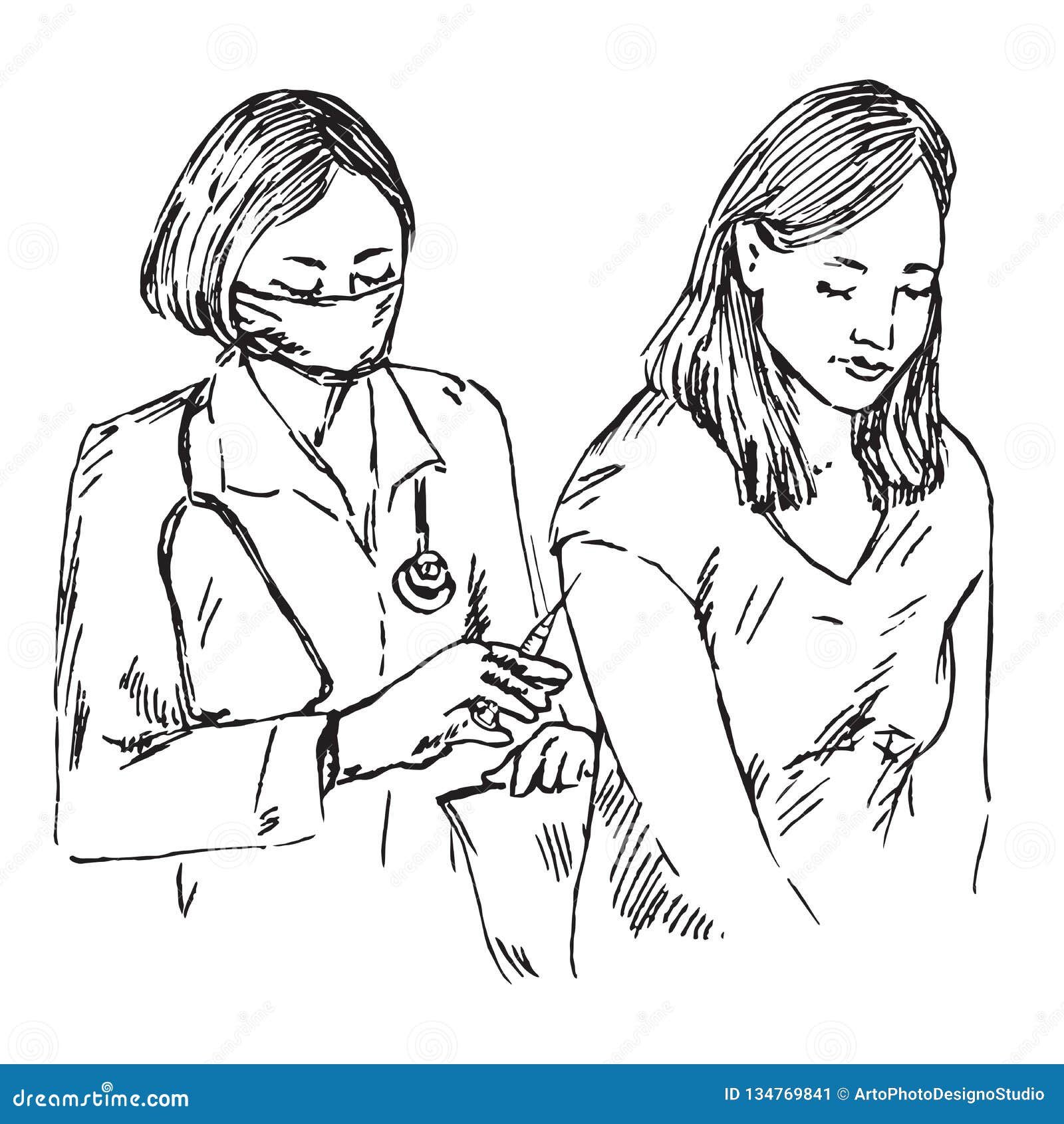 Nurse in medical uniform sketch vector hand drawn illustration motives  of health care medic specialist nursing beauty  CanStock